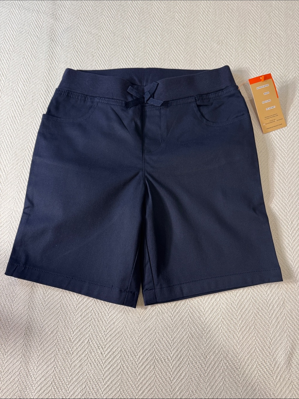 FRENCH TOAST GIRLS PULL ON BOW FRONT SHORTS KNIT WAISTBAND NAVY SIZE 12 BNWT